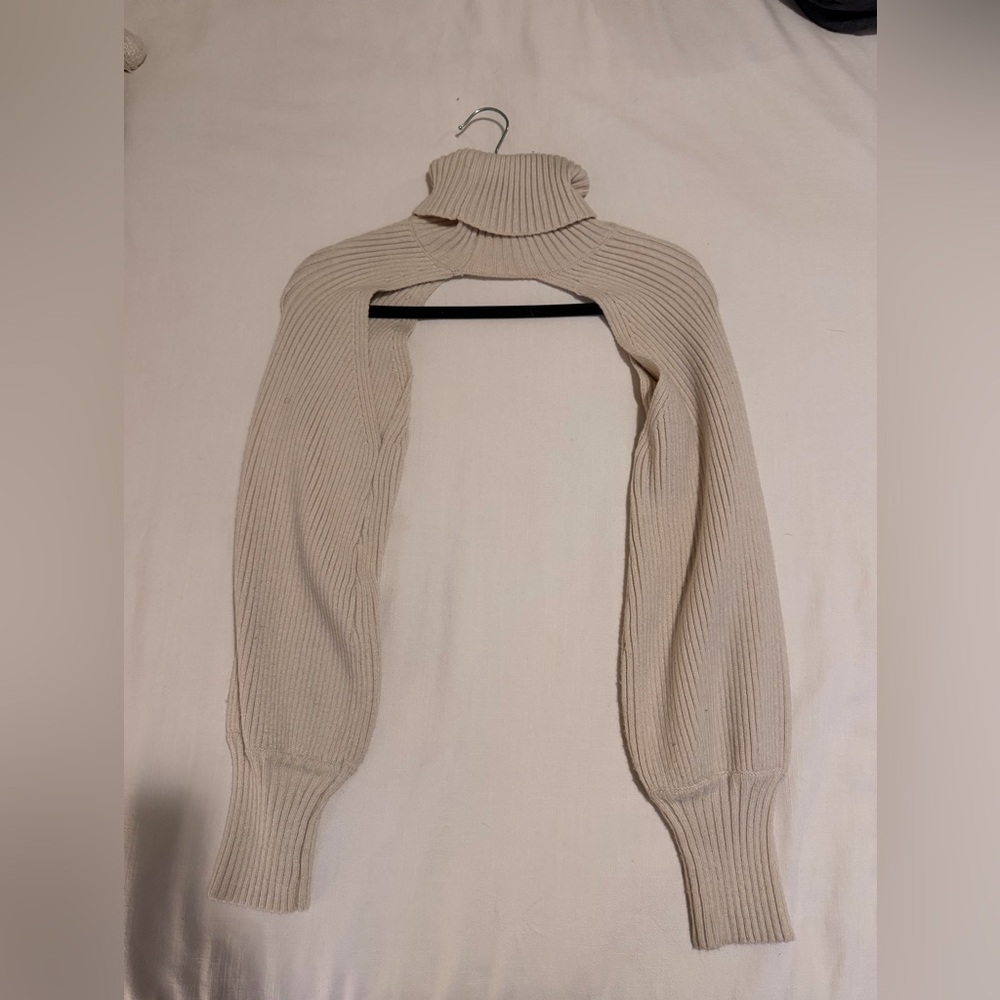 Zara Cream Ribbed Turtleneck Shrug